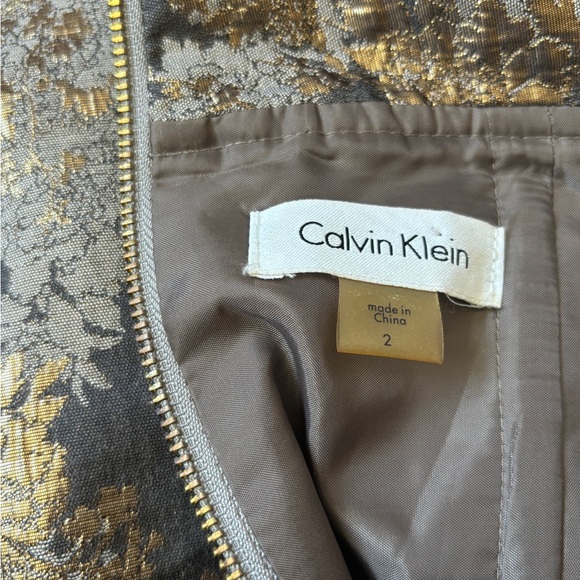 Calvin Klein multi metallic floral off-the- shoulder cocktail dress 2 - Picture 12 of 14